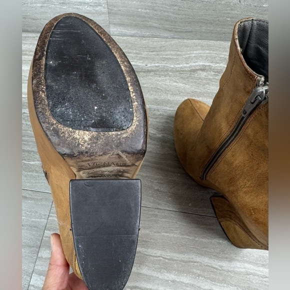 Vic Matie Platform Wood Wedge Side Zip Leather Boots Size 37 US 6.5 - Picture 13 of 14